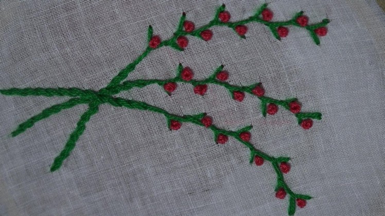 Hand Embroidery Work : Feather Stitch, Twisted Stitch & French Knot Stitch Embroidery