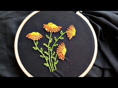 Knotted Lazy Daisy Stitch (Hand Embroidery Work)