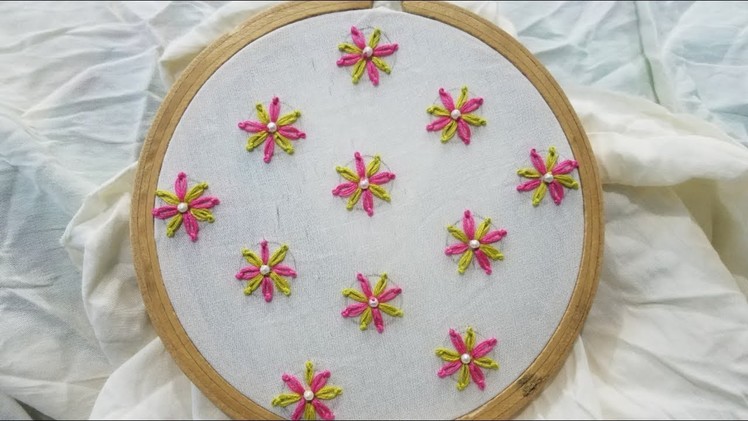 Lazy daisy knot stitch:Hand embroidery.All over design hand embroidery||for dresses & trousers