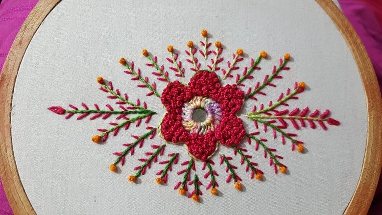 Mirror hand work flower knot stitch embroidery design beautiful mirror designs