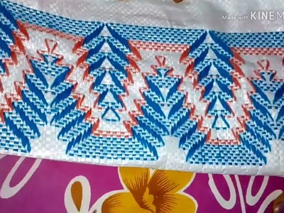Part 2. Hand embroidery on plastic Sack. Table mat stitch on plastic Sack. Assan. Supriya Talukdar.