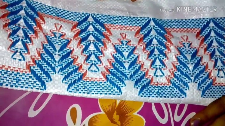 Part 2. Hand embroidery on plastic Sack. Table mat stitch on plastic Sack. Assan. Supriya Talukdar.