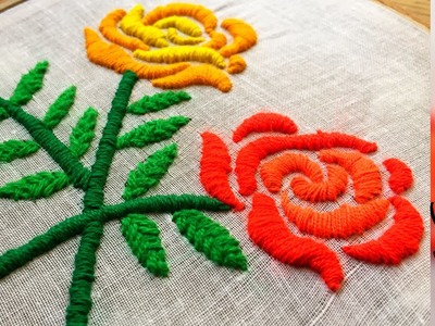 Rose hand embroidery with puffed satin stitch | keya’s craze  2018