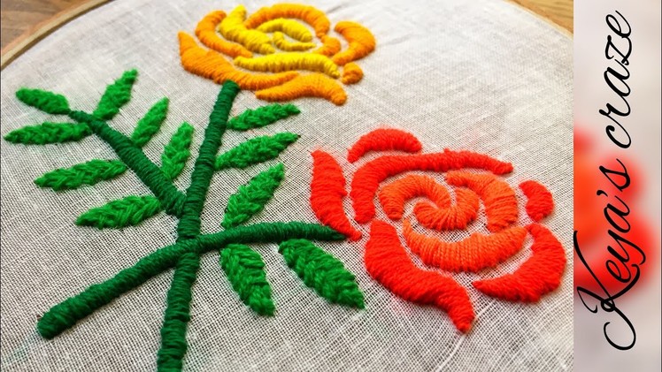 Rose hand embroidery with puffed satin stitch | keya’s craze  2018