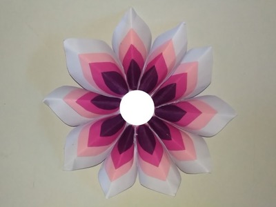 Wall decoration flowers | wall decoration with paper flowers for diwali by step by step