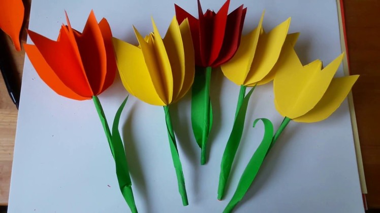 Craft for kids. Easy Paper Tulip 2