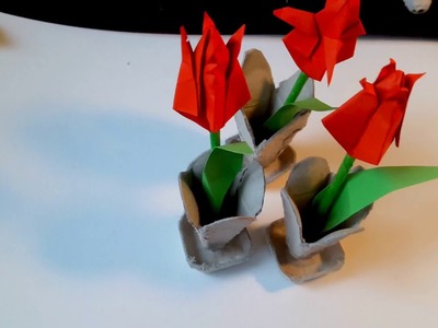 Craft for kids. Easy Paper Tulip