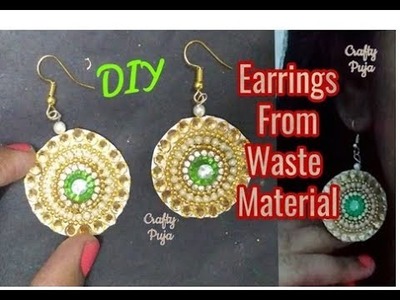 DIY | How to make earrings from waste material | CraftyPuja | #43