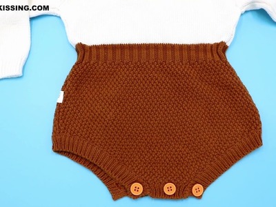 Doll Collar Paneled Knitting Romper for Babies Wholesale