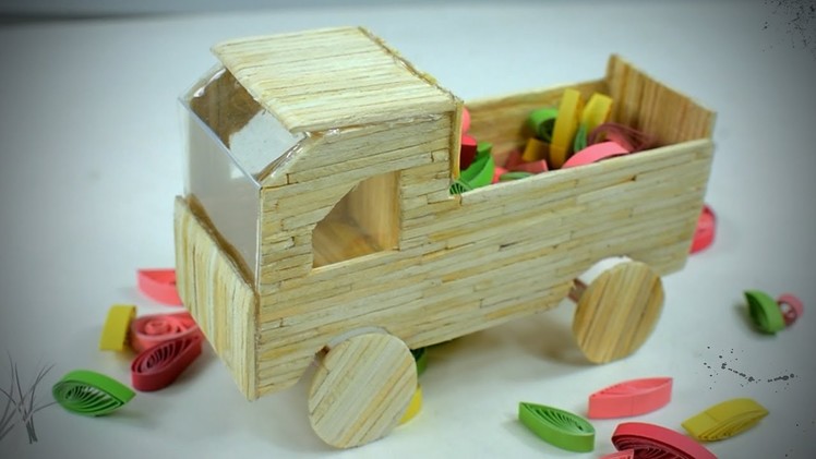 How to Make a Matchstick Truck (Easy & Simple) - Toy Trucks DIY  - Matchstick Art & Craft, Showpiece