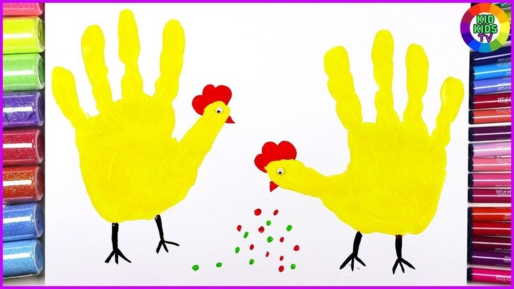 How to make Handprint Animal ⎮ Handprint hen craft ⎮Craft Idea ⎮ KIDKIDS TV #kids