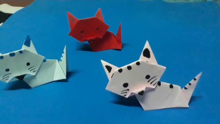 Cute and Easy Origami cat (10cmx10cm)how to make a paper cat?