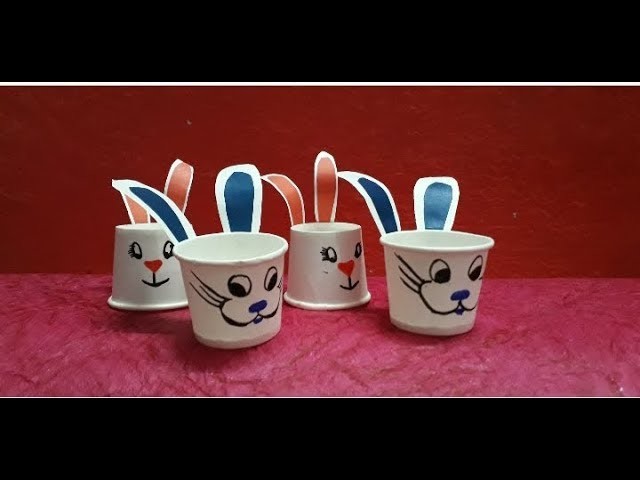 DIY  bunny cat  || How to make bunny cat from paper glass || kids craft