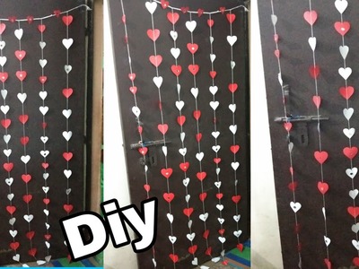 Diy. paper heart door  idea. how to make door hanging decoration idea.  Diwali craft idea