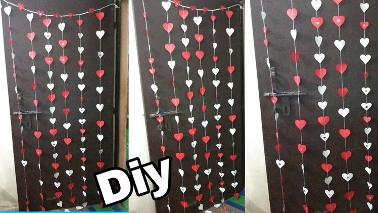 Diy. paper heart door  idea. how to make door hanging decoration idea.  Diwali craft idea