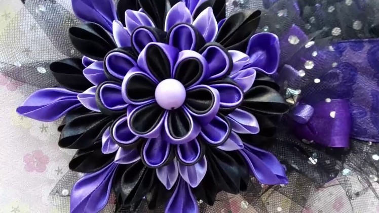 Kanzashi flowers cosplay gothic Lolita  headband headpiece hair accessory  black-purple