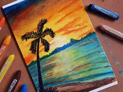 Drawing A Sunset Scenery Easy Step by Step | Habib's Studio