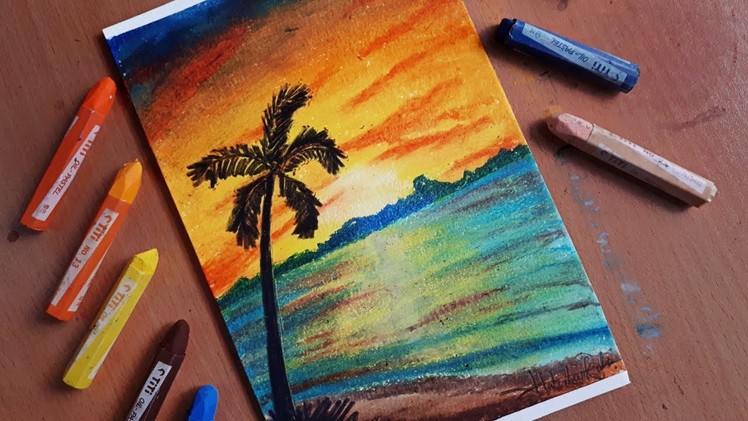 Drawing A Sunset Scenery Easy Step by Step | Habib's Studio