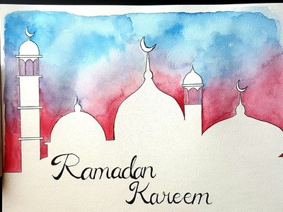 Easy Watercolor Ramadan Painting