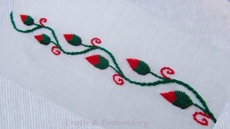 Hand Embroidery. Border Line Design Video tutorial By Crafts & Embroidery