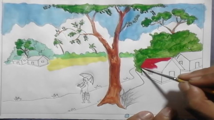 How to draw 3d scenery image for kids