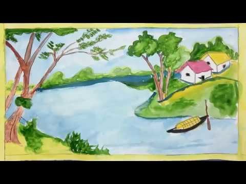 How to draw 3d scenery image for kids