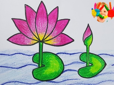 How to Draw a water Lily for kids???????????? (very easy drawing step by step)