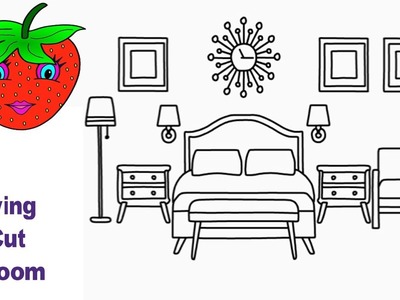 How to Draw Bedroom and Coloring For Kids (very Easy Drawing)