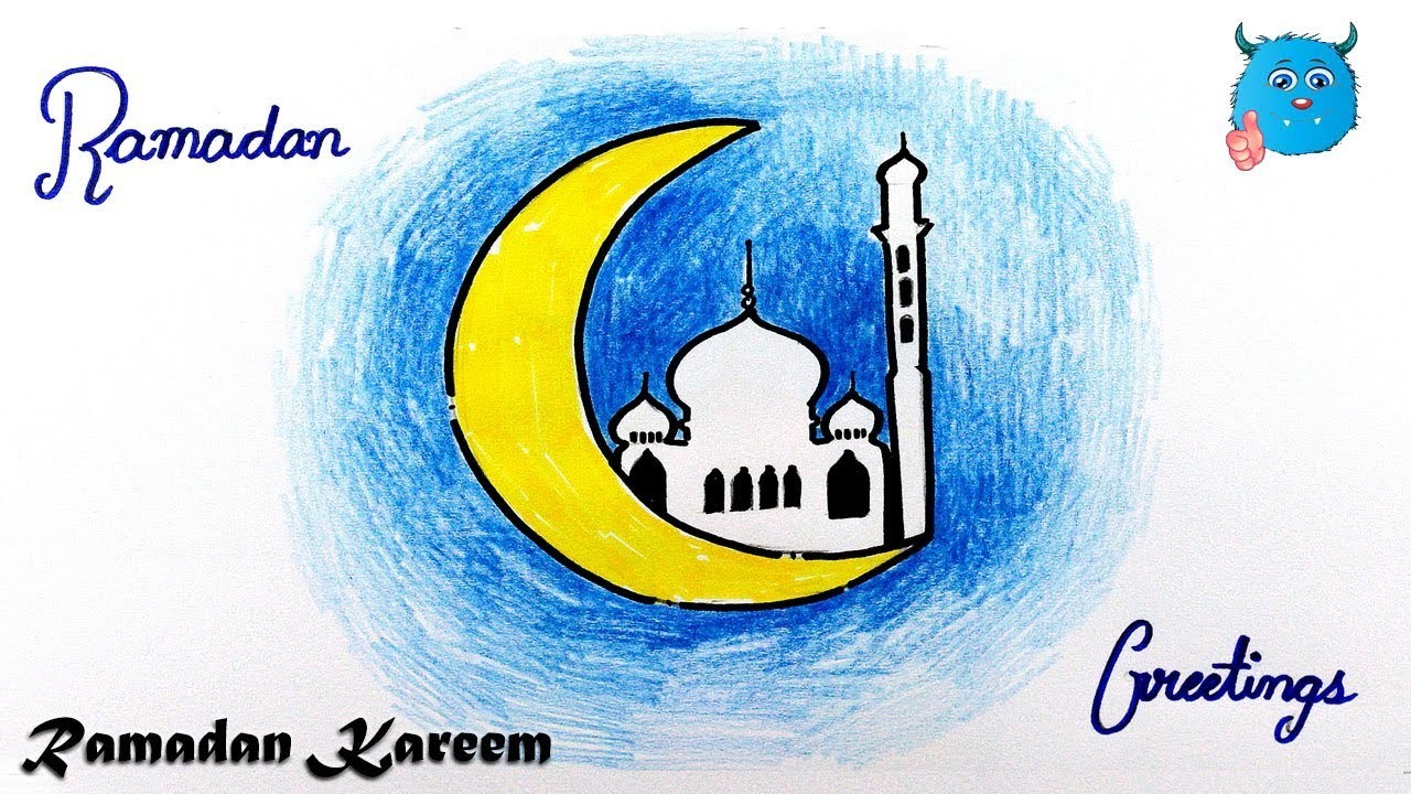 How to Draw Ramadan Greeting | Ramazan Card Drawing Easy