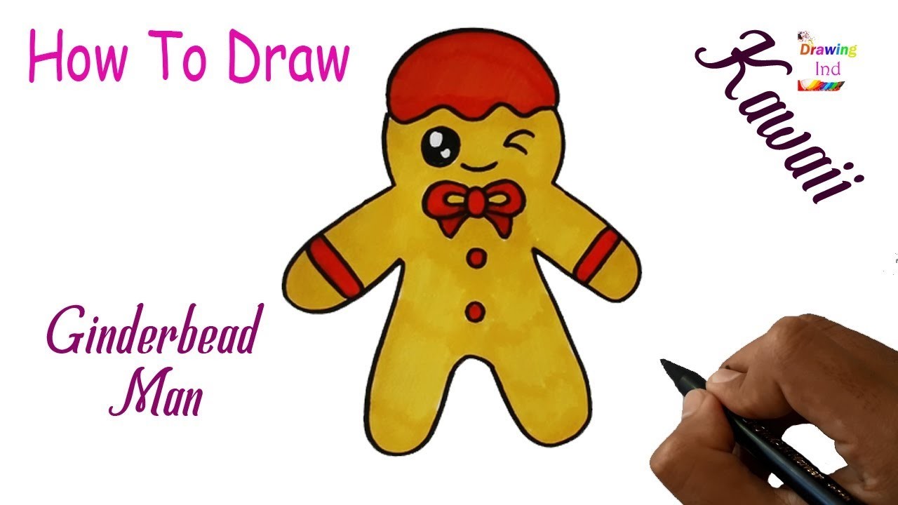 How to Draw sweet Baby Doll Cute Very Easy , How to Draw GINDERBEAD MAN