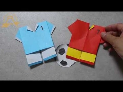 How to make ORIGAMI"折紙の折り方"167 サッカーユニフォーム,Soccer uniform,Football uniforme,Fútbol uniforme