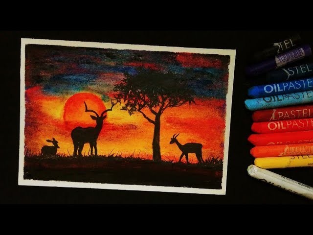 SUPER EASY | How To Draw beautiful landscape With Oil Pastel For Beginners | basic