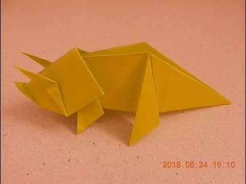 折り紙の恐竜 トリケラトプスの胴体の折り方作り方 Dinosaur Origami