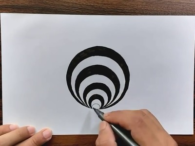 Very Easy!! 3D Trick Art How to Draw a Round Hole on Paper