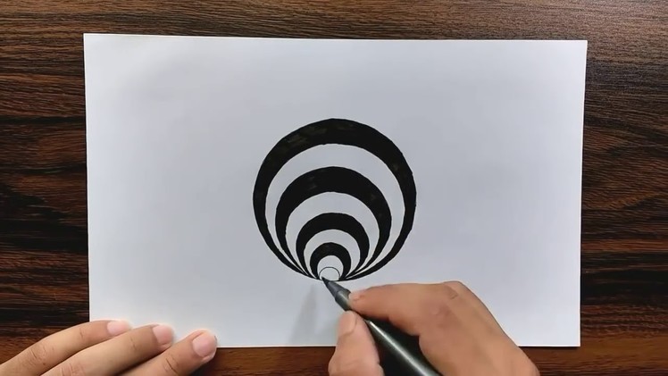 Very Easy!! 3D Trick Art How to Draw a Round Hole on Paper