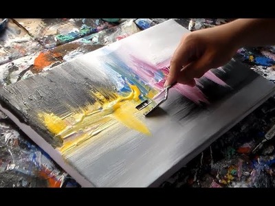 Acrylic abstract painting . Demonstration. "R-11 by Roxer Vidal"