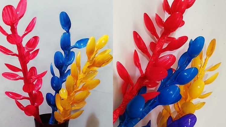 Best Out Of Waste||plastic Spoon Craft.Plastic Spoon flowers. !