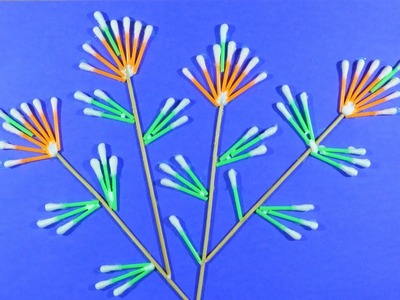 Craft with cotton buds | Best craft idea | DIY arts and crafts |  for School Project.