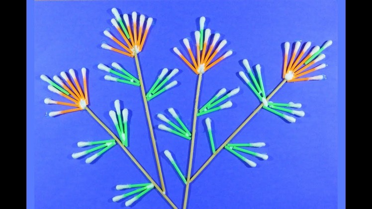 Craft with cotton buds | Best craft idea | DIY arts and crafts |  for School Project.