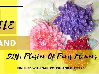 Diy; beautiful plaster of paris flower with silicon mold and nail polish