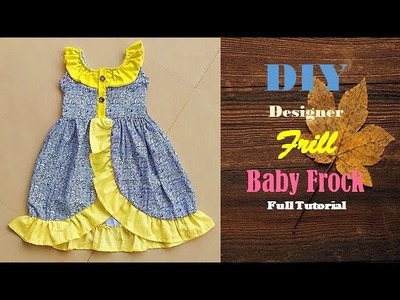 Diy Designer Yellow Frill Baby Frock  Cutting And Stitching Full Tutorial