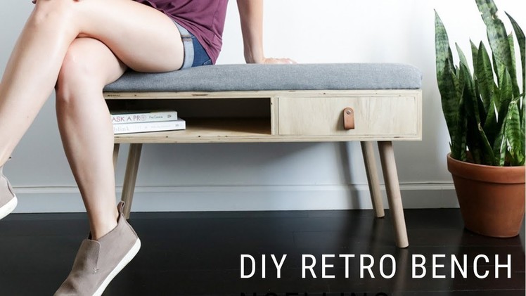 DIY Retro Wood Entryway Bench || Upholstered Seat || How To Build A Bench
