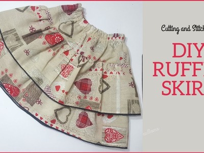 DIY RUFFLE SKIRT FROM LEFTOVER FABRIC Cutting and Stitching