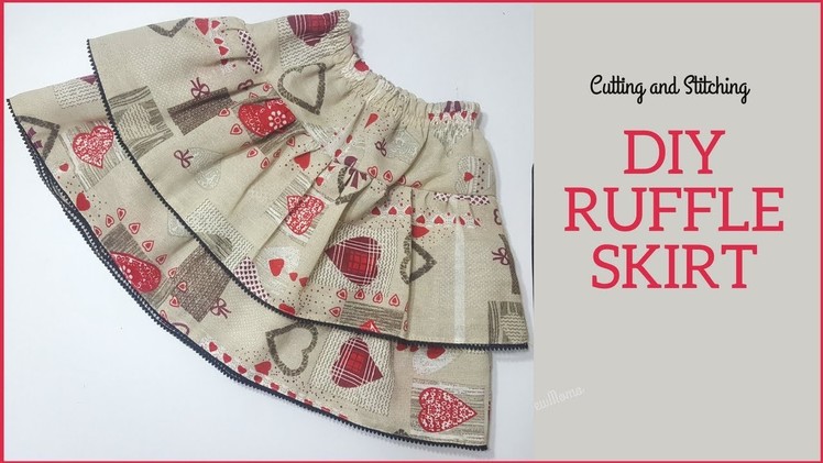 DIY RUFFLE SKIRT FROM LEFTOVER FABRIC Cutting and Stitching