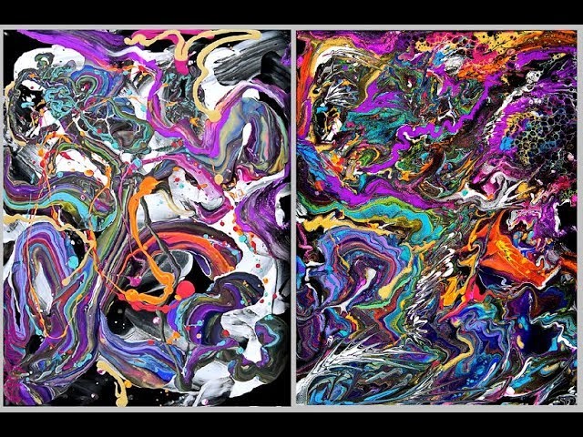 Fluid acrylic pouring,Short time, ABSTRACT 18" x 24"canvas Do'in dregs + #3362-9.4.18