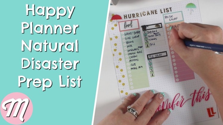 Happy Planner Natural Disaster Preperation List