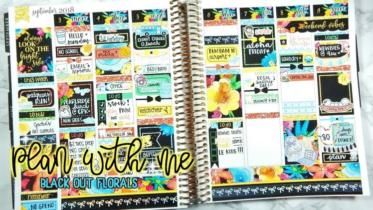 Plan with me in my Erin Condren Life Planner | Black Out Florals
