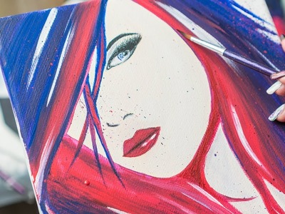Colorful Punk Girl - Acrylic painting. Homemade Illustration (4k)