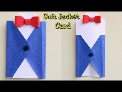 DIY Father's day Card.Suit Jacket card with bow.Tuxedo suit card making for Fathers day.Aniversary