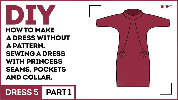 DIY: How to make a dress without a pattern. Sewing a dress with princess seams, pockets and collar.